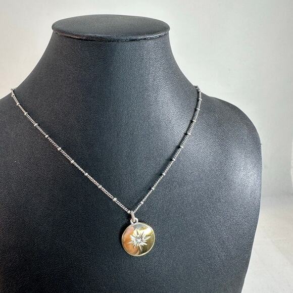 Brighton Voyage Mini Compass Silver toned Necklace Preowned - Picture 1 of 7